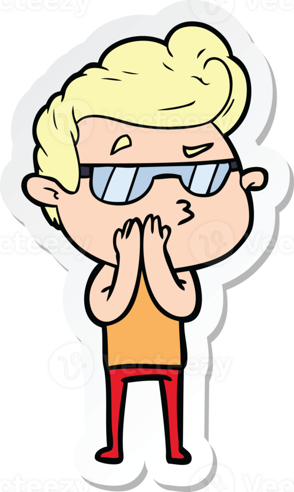 sticker of a cartoon cool guy png