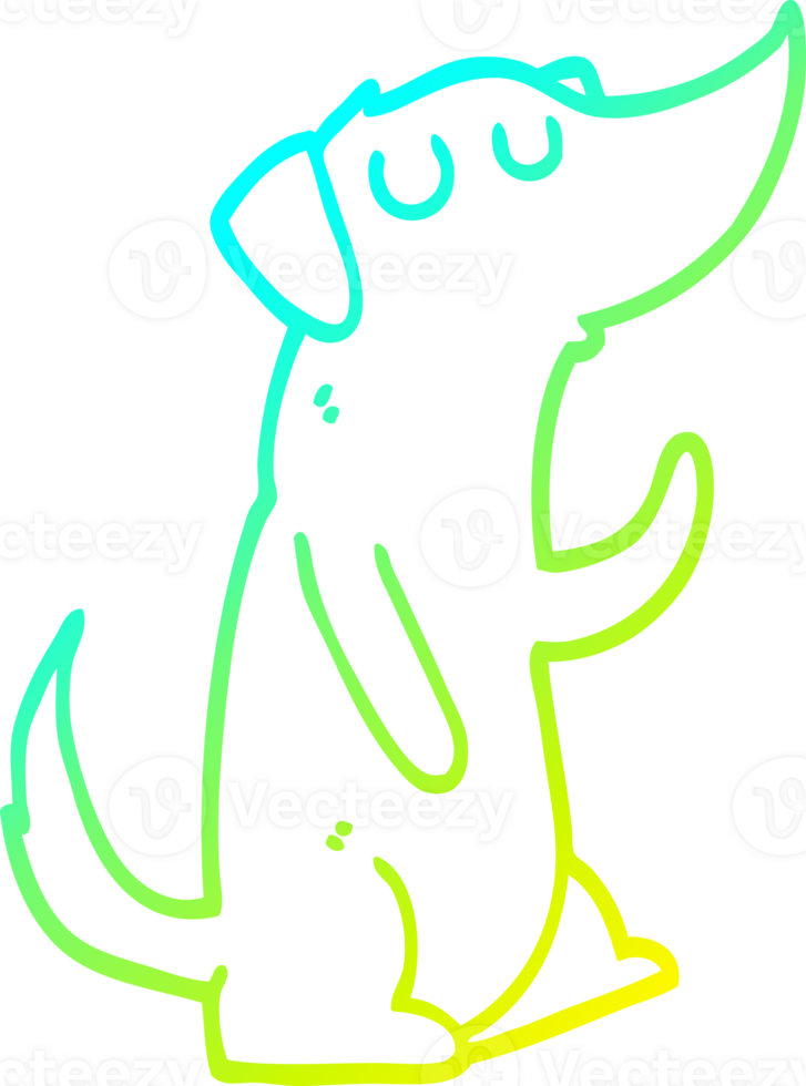 cold gradient line drawing of a cartoon dog png