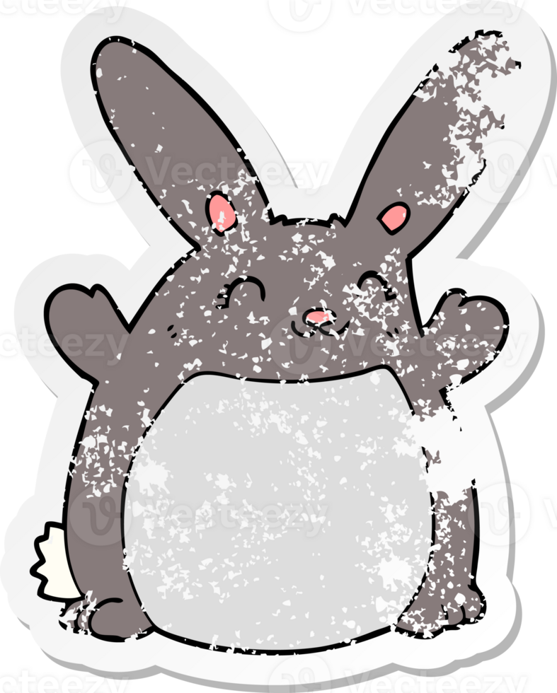 distressed sticker of a cartoon rabbit png