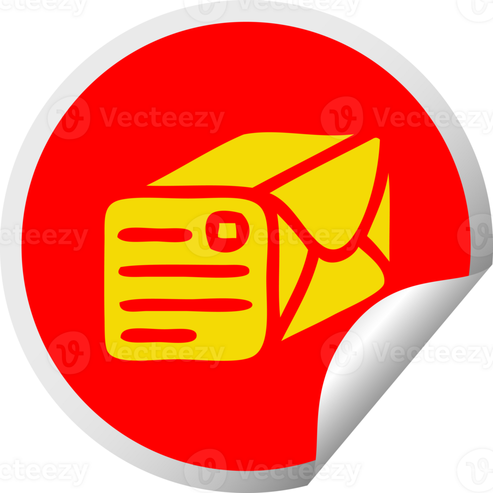 circular peeling sticker cartoon of a paper parcel png