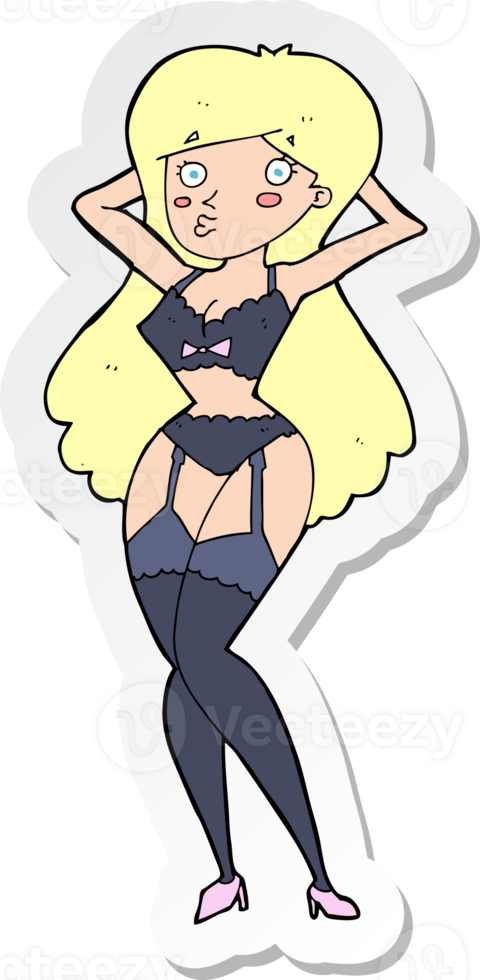 sticker of a cartoon woman in lingerie png