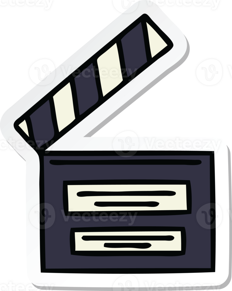 sticker of a cute cartoon director clapper png