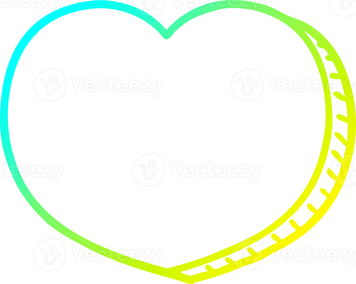 cold gradient line drawing of a cartoon love heart png