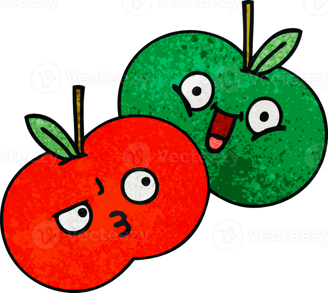 retro grunge texture cartoon of a apples png