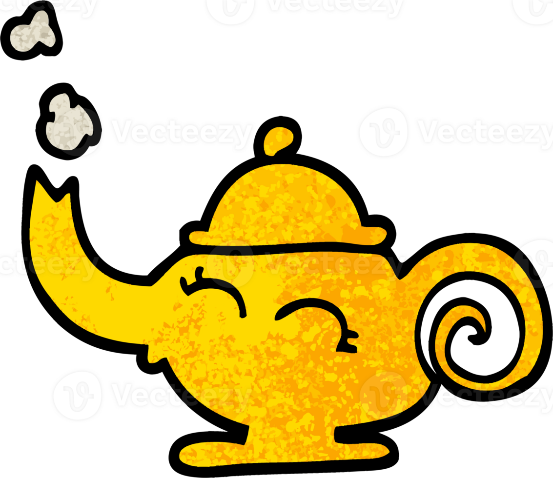 grunge textured illustration cartoon magic lamp png