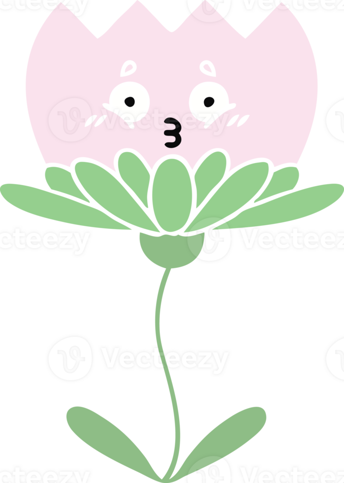 flat color retro cartoon of a flower png