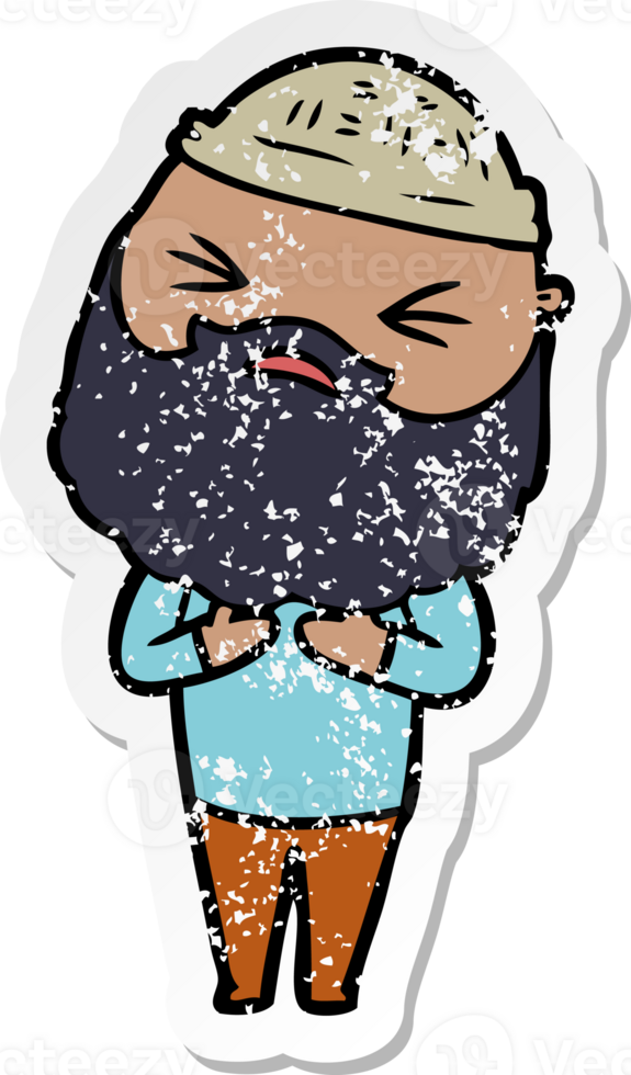distressed sticker of a cartoon man with beard png