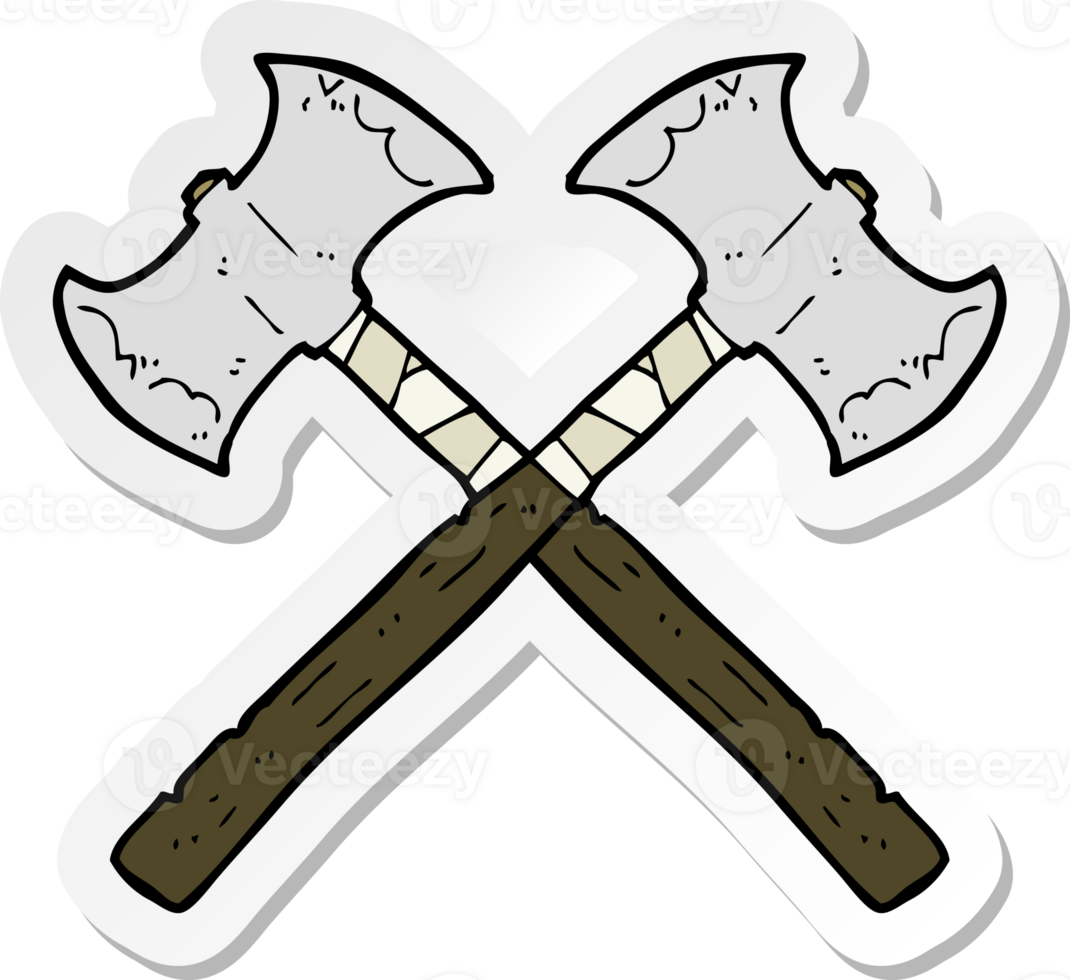 sticker of a cartoon crossed axes png