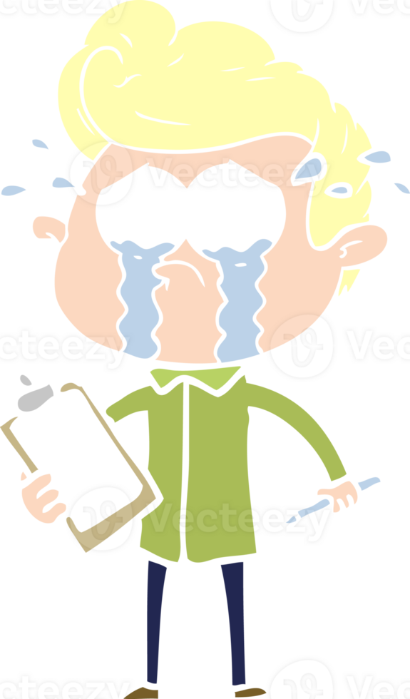 flat color style cartoon crying man png