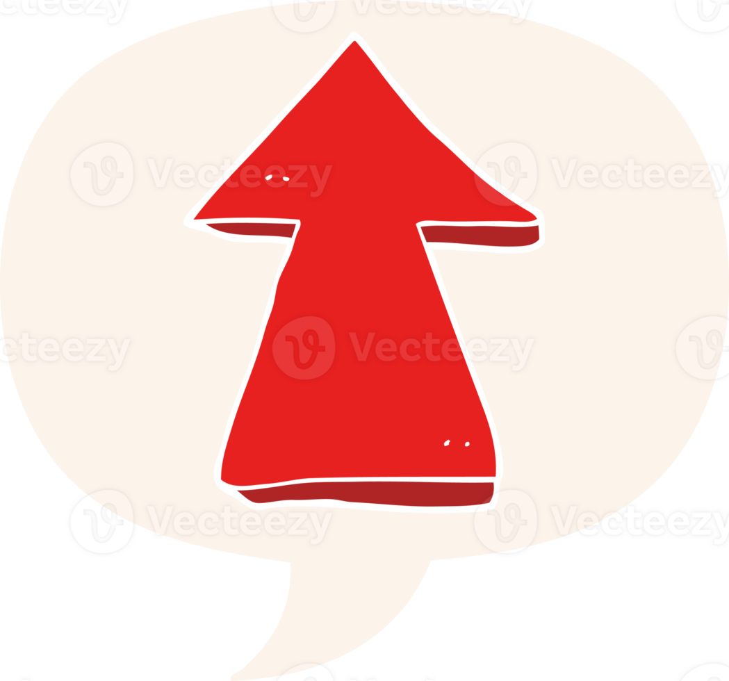 cartoon pointing arrow with speech bubble in retro style png