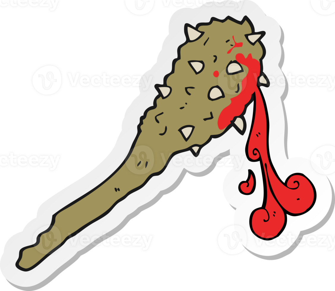 sticker of a cartoon bloody stone age club png
