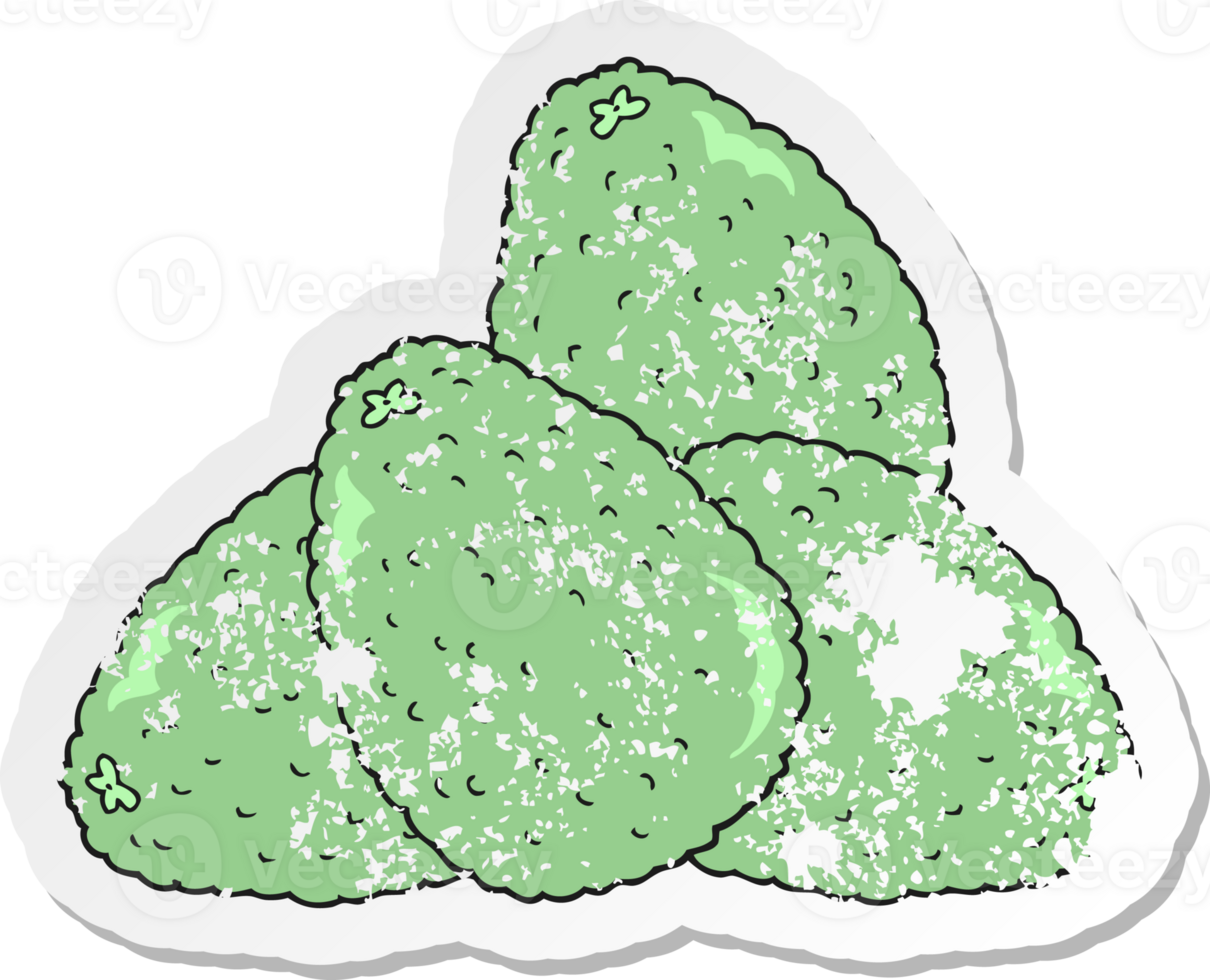 retro distressed sticker of a cartoon avocados png