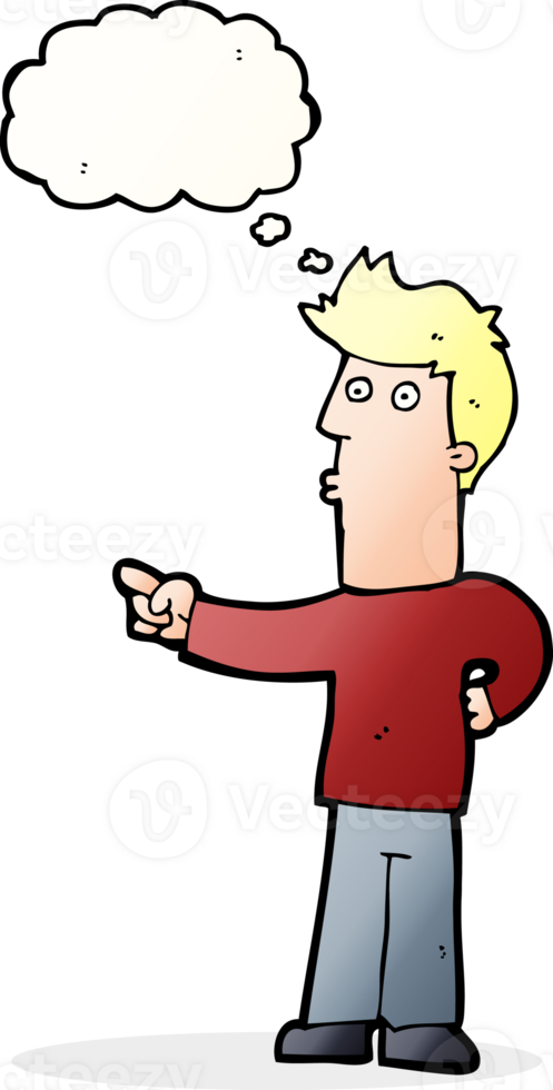 cartoon man pointing with thought bubble png