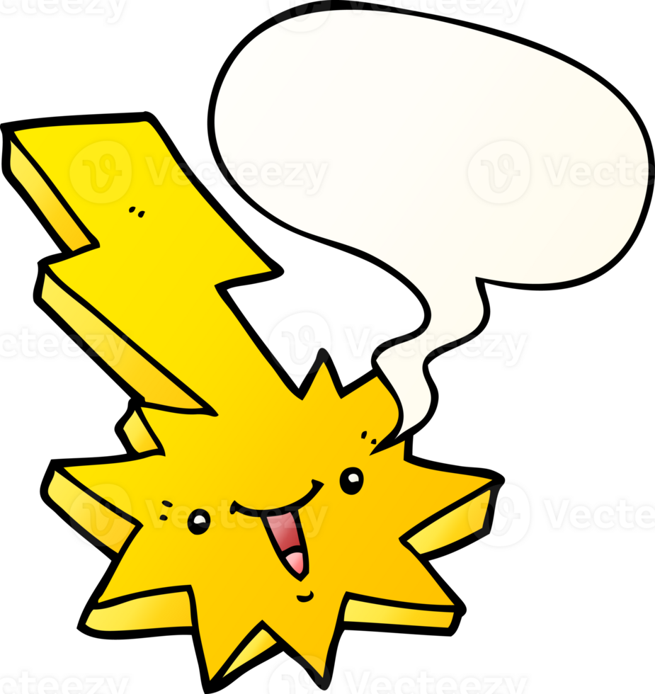 cartoon lightning strike with speech bubble in smooth gradient style png