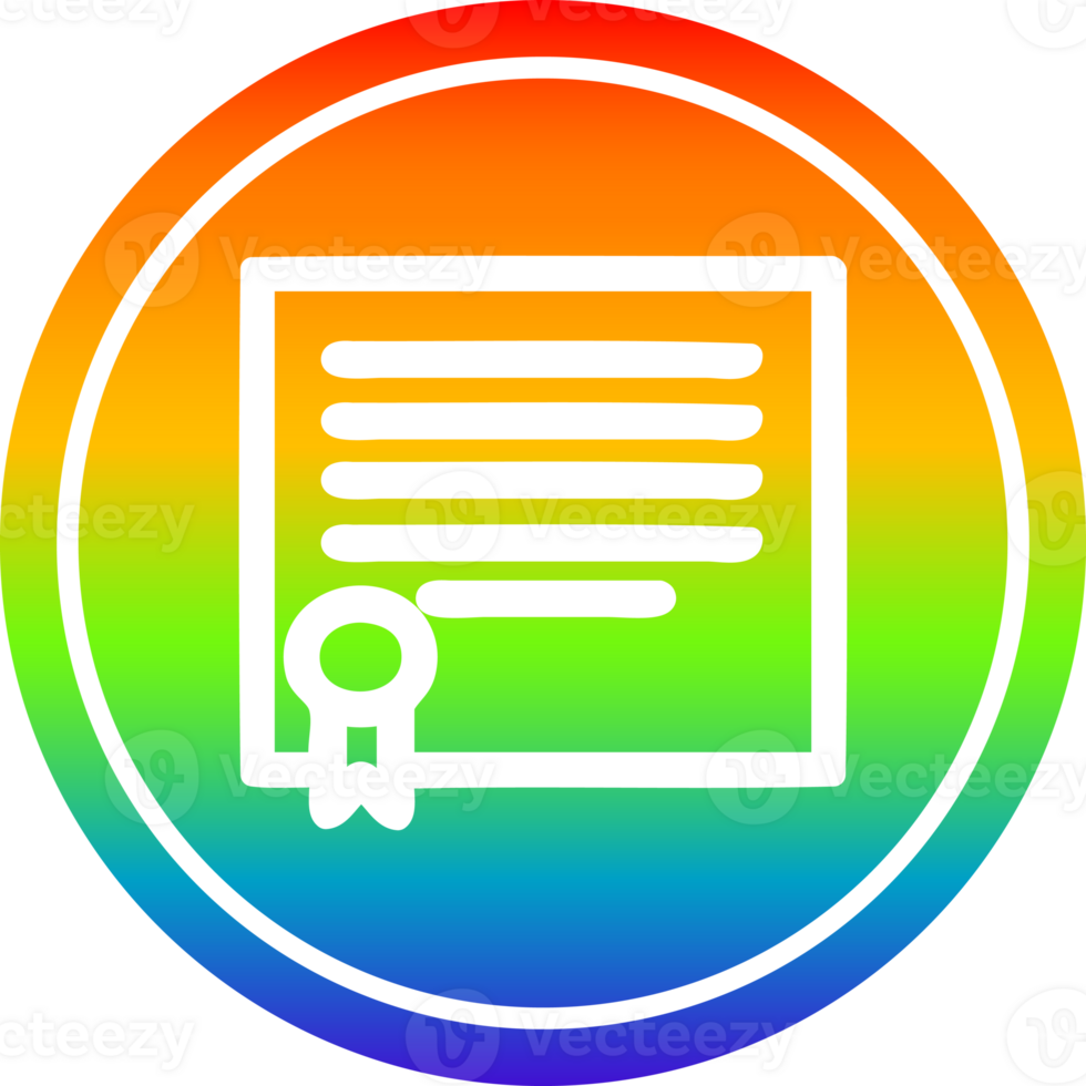 diploma certificate circular icon with rainbow gradient finish png