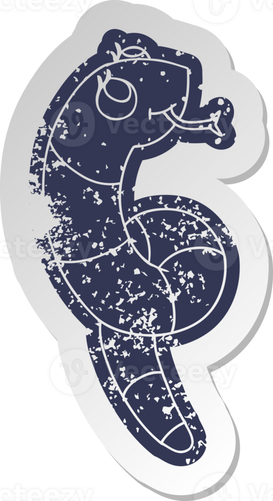 distressed old cartoon sticker kawaii of a cute snake png