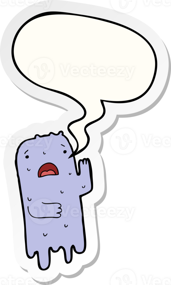cartoon ghost with speech bubble sticker png