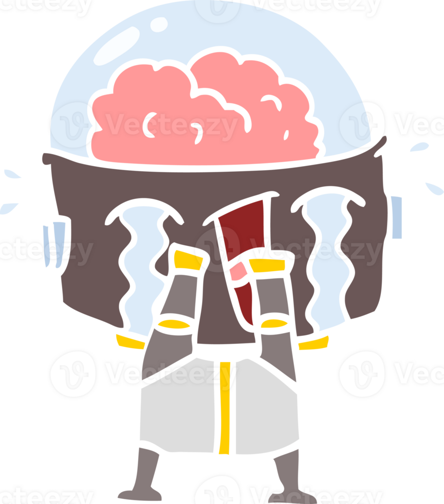 flat color style cartoon crying robot png