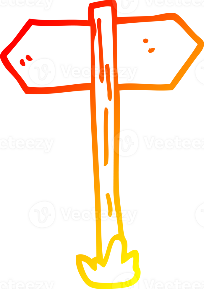 warm gradient line drawing of a cartoon sign posts png