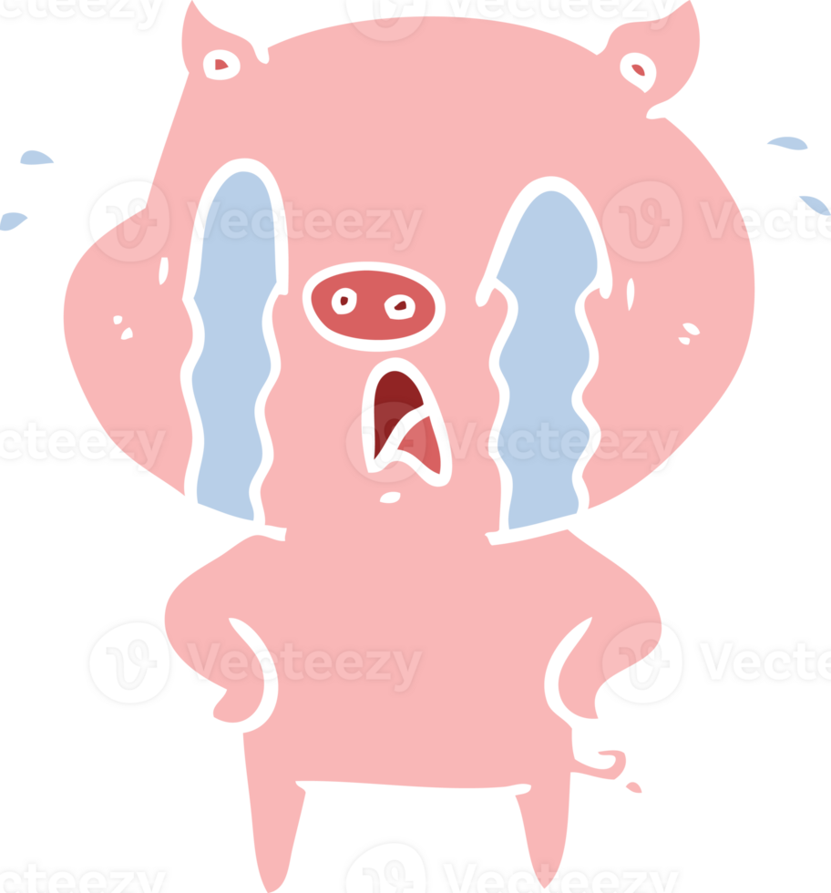 crying pig flat color style cartoon png