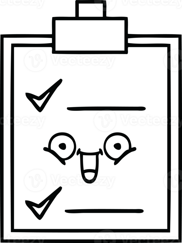 line drawing cartoon of a check list png