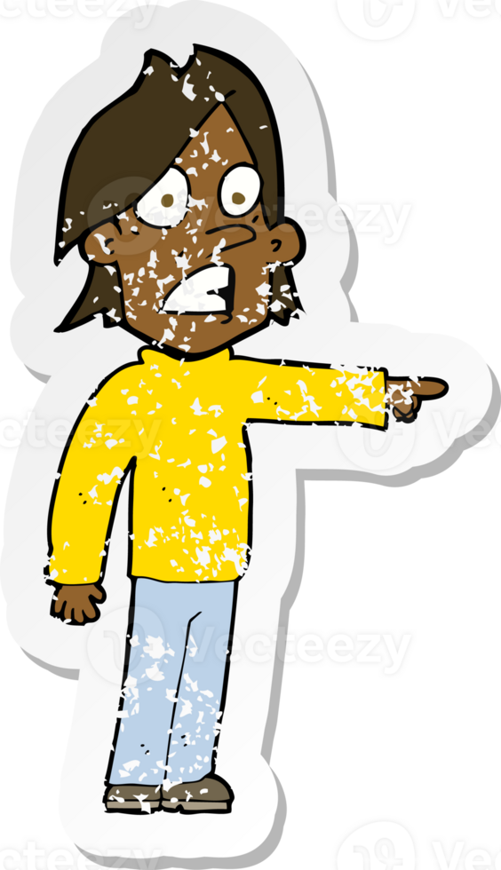 retro distressed sticker of a cartoon surprised man png