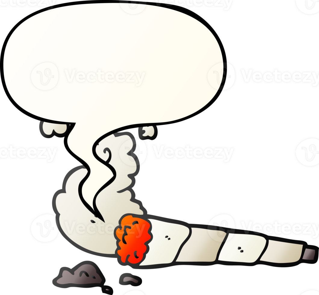 cartoon cigarette with speech bubble in smooth gradient style png