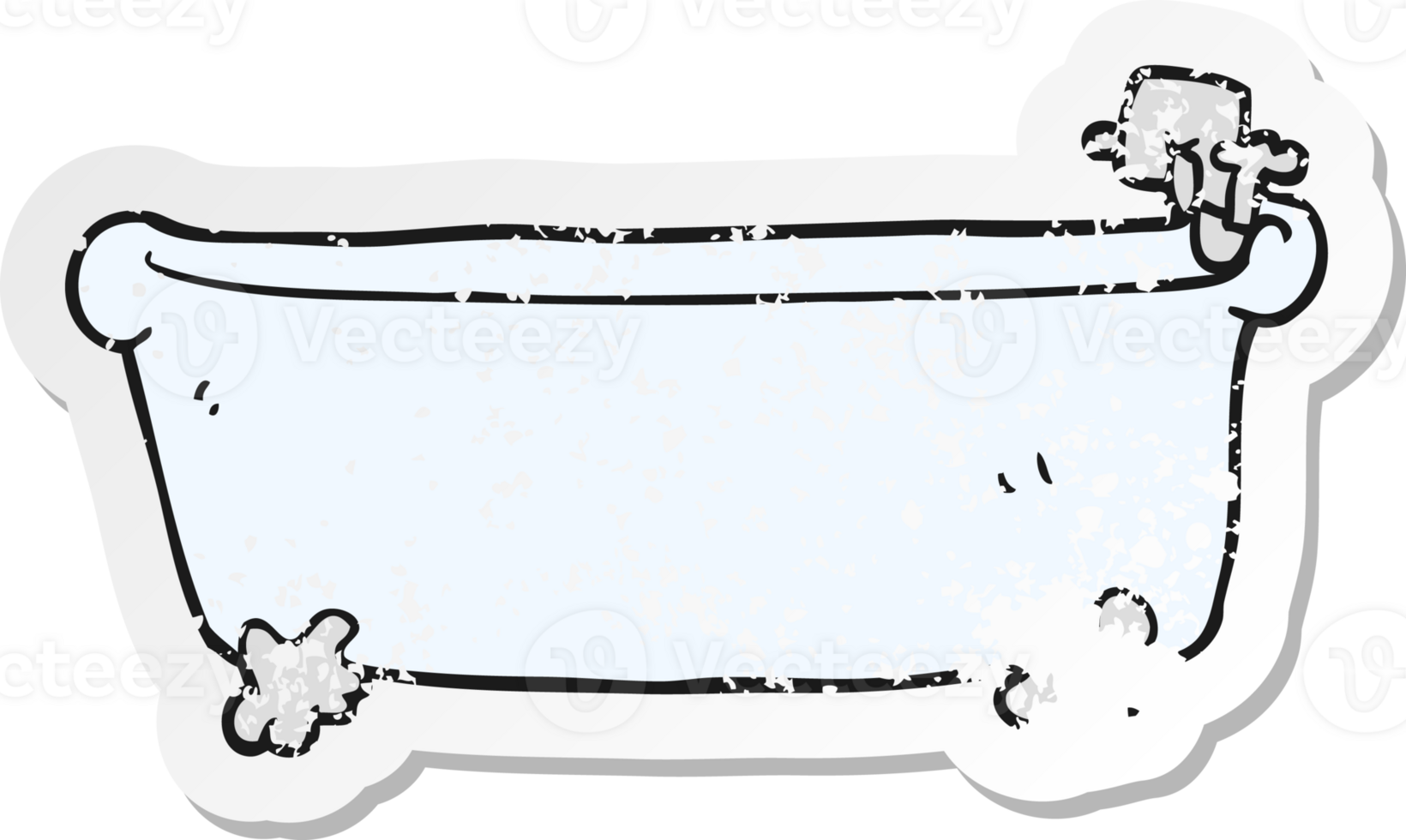 retro distressed sticker of a cartoon bath png