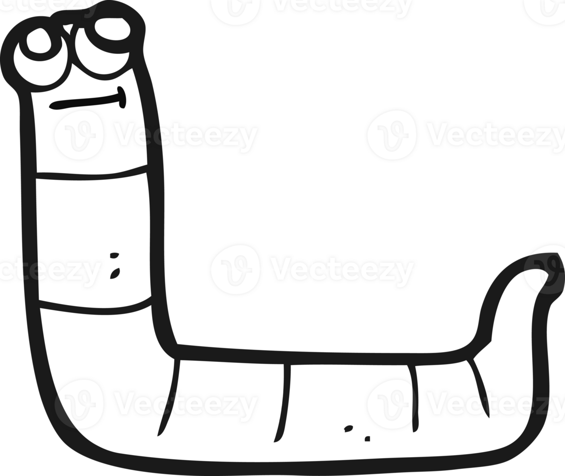 drawn black and white cartoon worm png