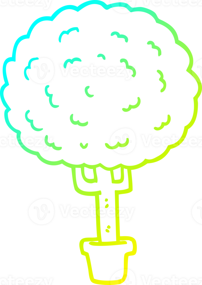 cold gradient line drawing of a cartoon tree png