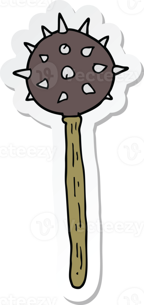 sticker of a cartoon medieval mace png