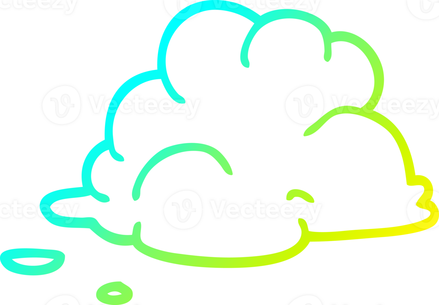 cold gradient line drawing of a cartoon storm cloud png