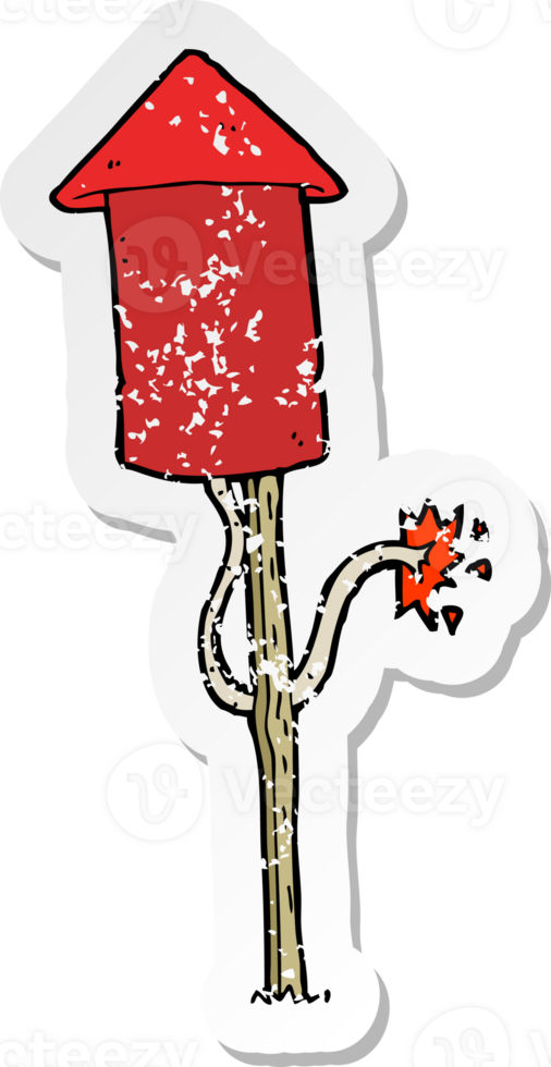 retro distressed sticker of a cartoon firework png
