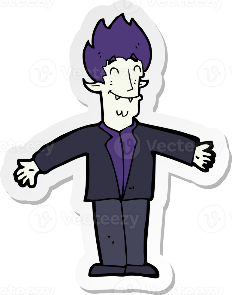 sticker of a cartoon happy vampire png