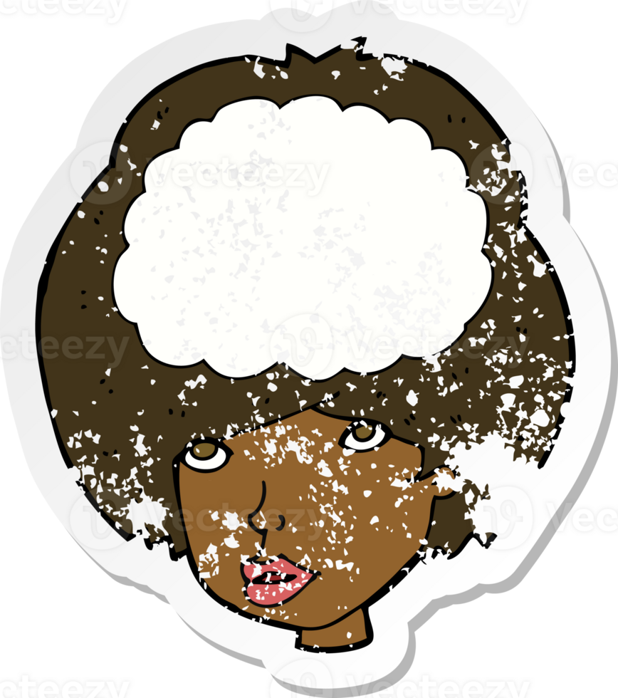 retro distressed sticker of a cartoon empty headed woman png