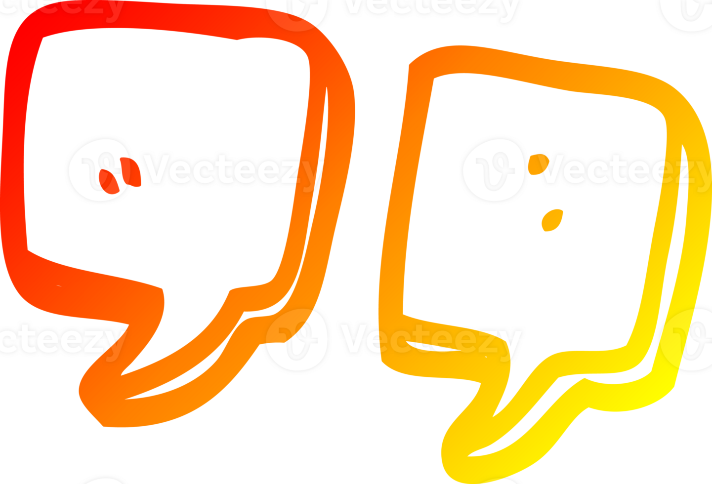 warm gradient line drawing of a cartoon quotation marks png