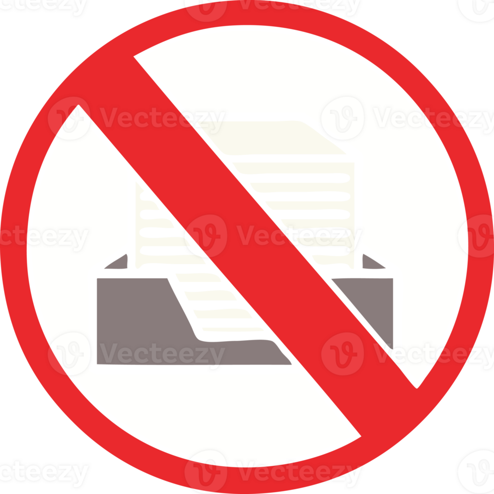 flat color retro cartoon of a paperless office symbol png
