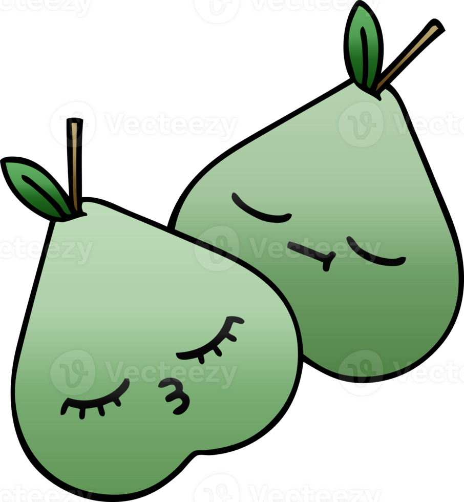 gradient shaded cartoon of a green pear png