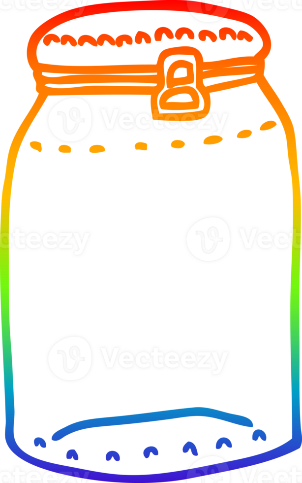 rainbow gradient line drawing of a cartoon glass jar png