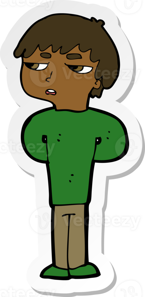 sticker of a cartoon antisocial boy png