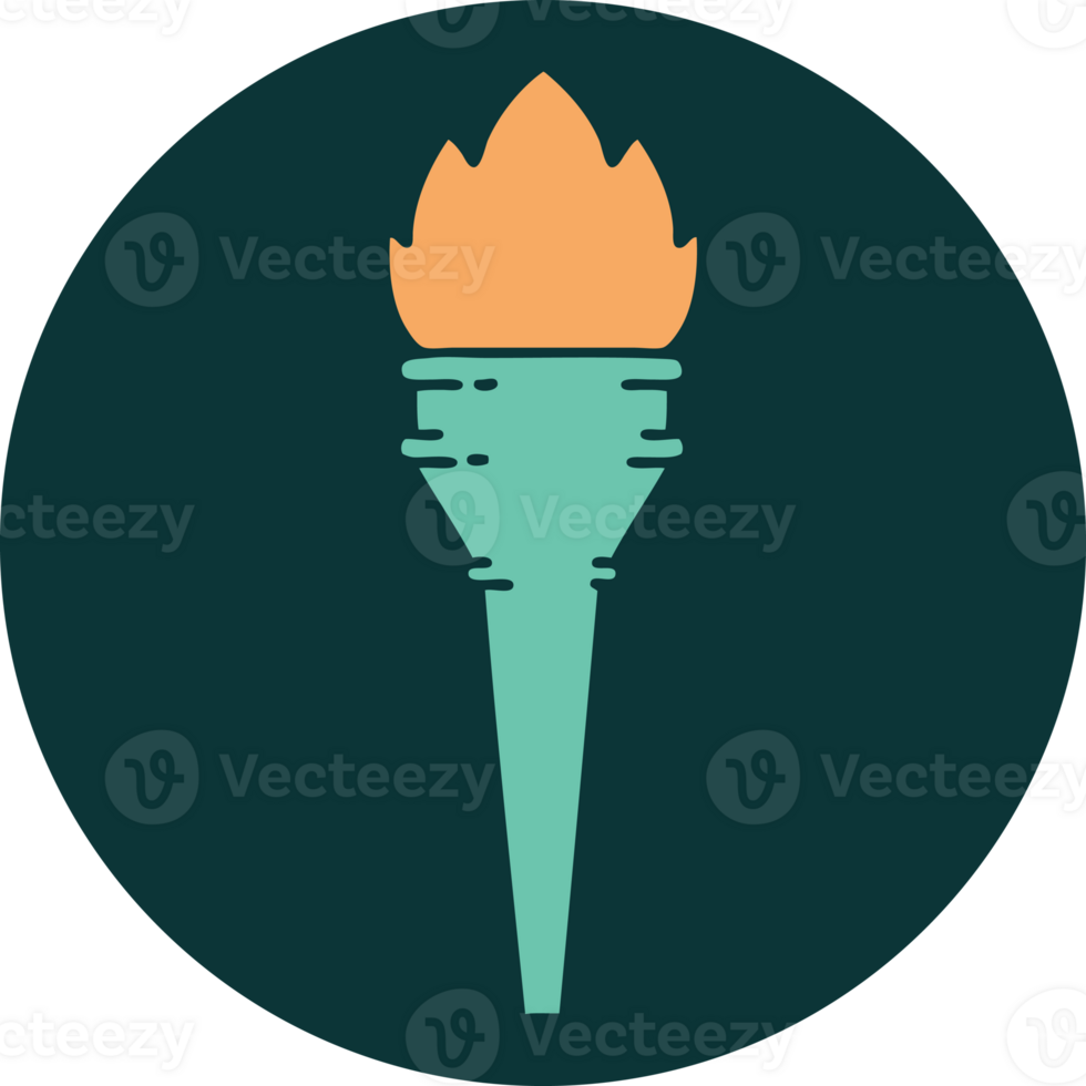 iconic tattoo style image of a lit torch png
