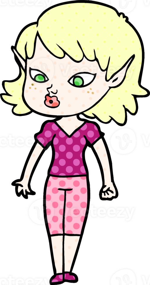 pretty cartoon elf girl png