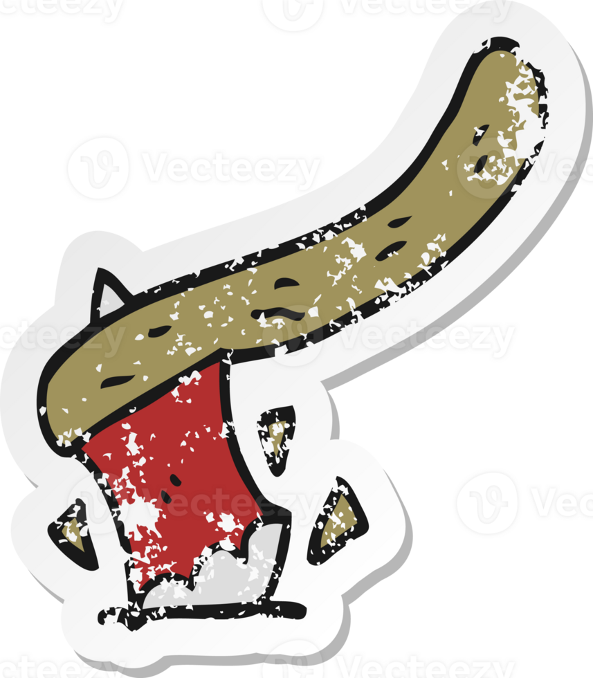 retro distressed sticker of a cartoon axe png