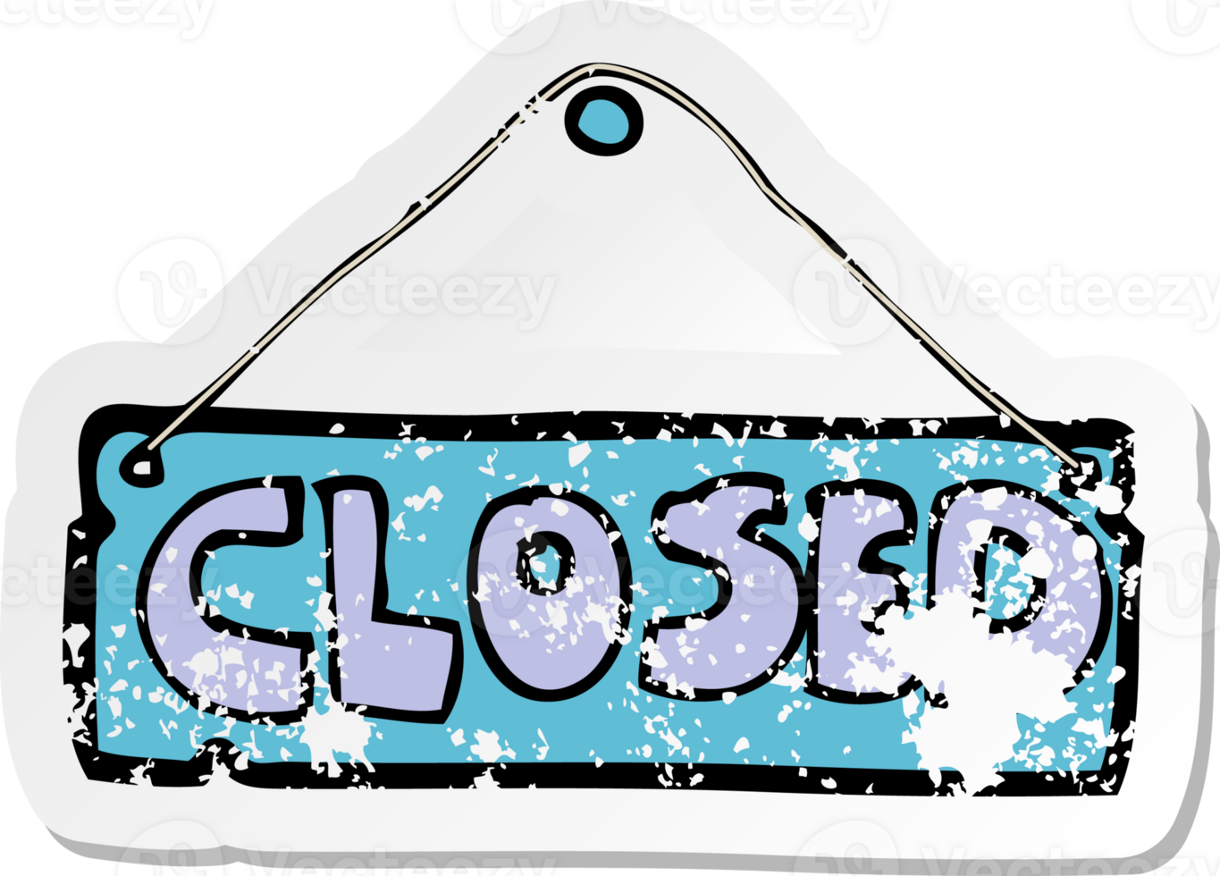 retro distressed sticker of a cartoon closed shop sign png