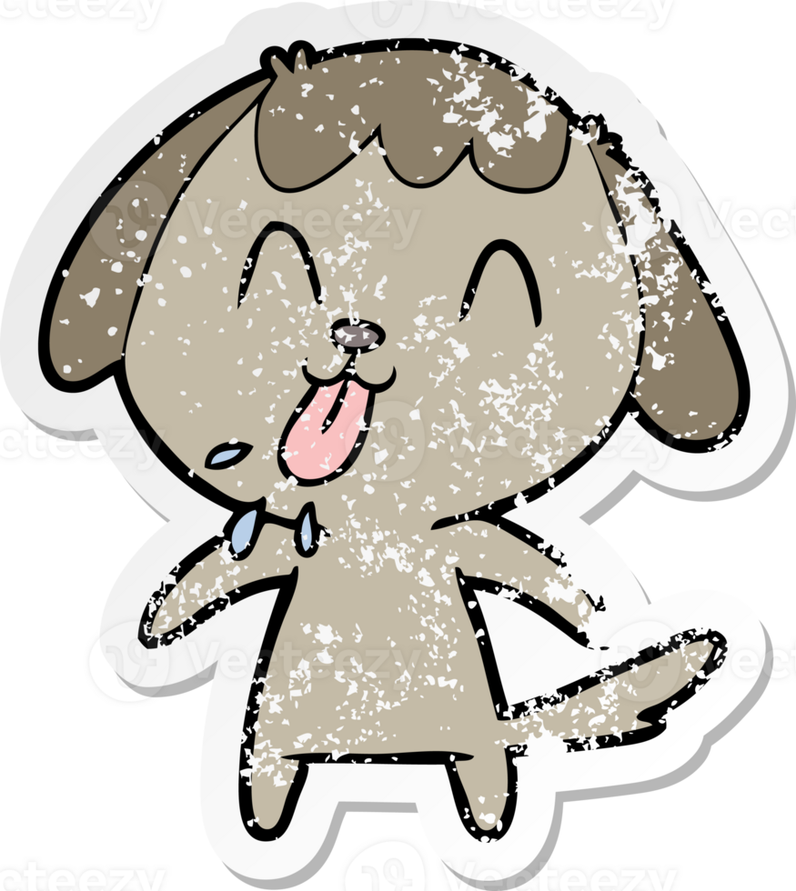 distressed sticker of a cute cartoon dog png