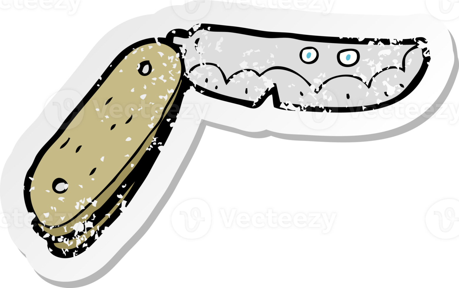 retro distressed sticker of a cartoon folding knife png