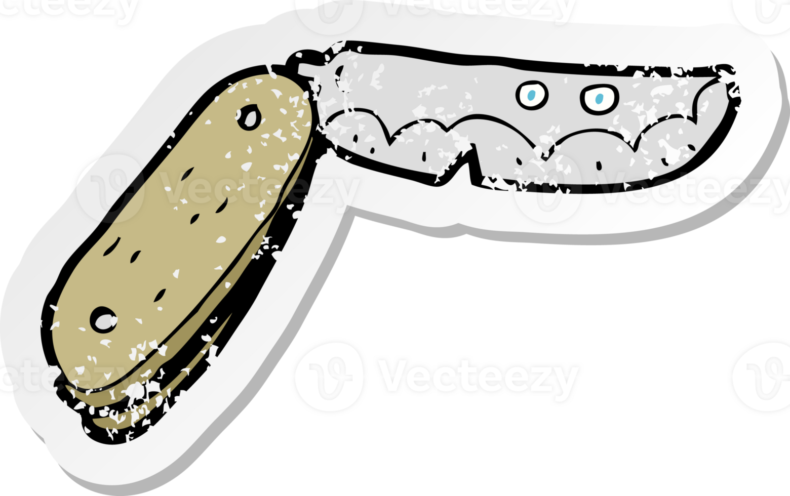adesivo retrô angustiado de uma faca dobrável de desenho animado png