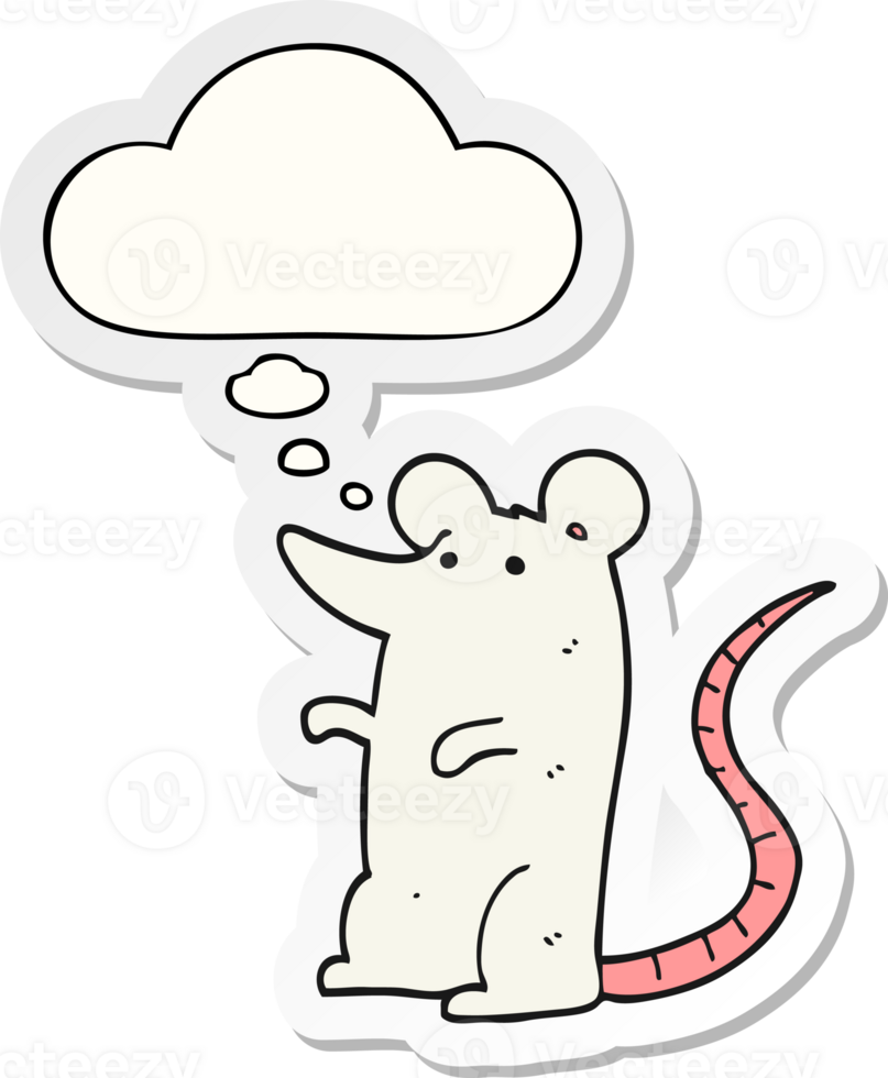cartoon rat with thought bubble as a printed sticker png