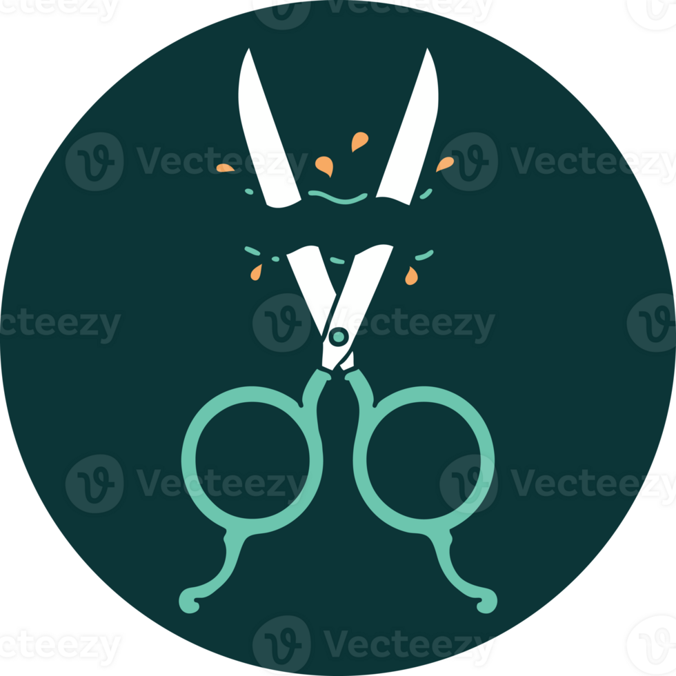 iconic tattoo style image of barber scissors png