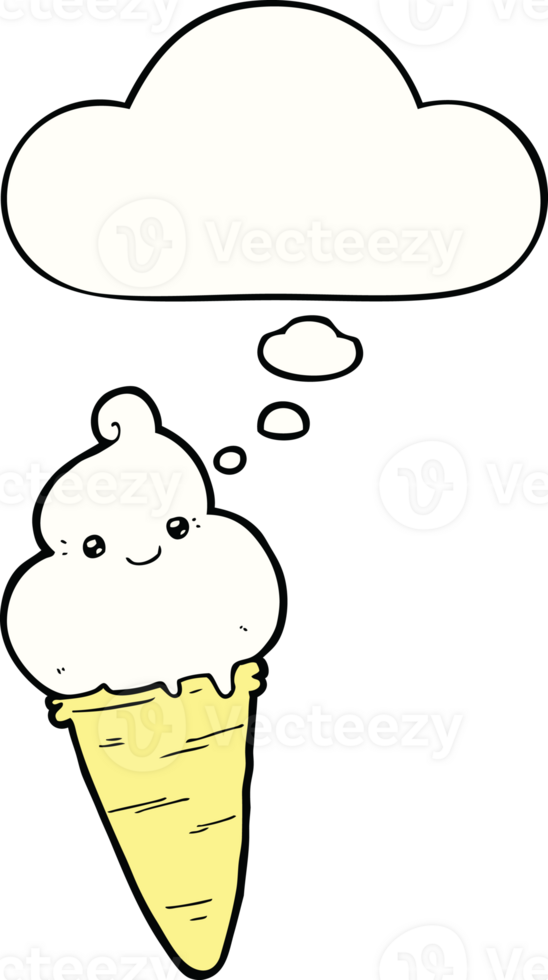 cartoon ice cream with thought bubble png